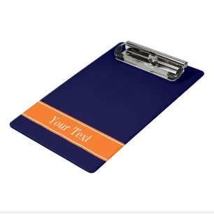 Mini Porte-bloc Bleu de marine solide, Citrouille Nom Monogramme