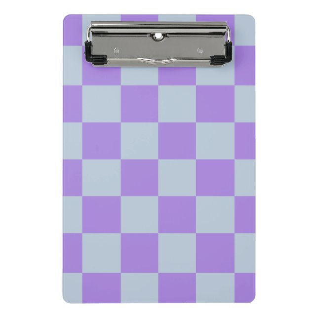 Mini Porte-bloc Bleu doux et À damiers lavande (Devant)
