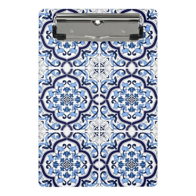 Mini Porte-bloc  Bleu Floral Carrelage sicilien méditerranéen (Devant)