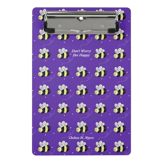 Mini Porte-bloc Bourdon Violet "Soyez Heureux" (Devant)