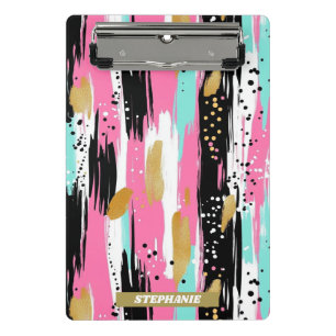 Mini Porte-bloc Brochures Abstraites colorées - Menthe et rose (2)
