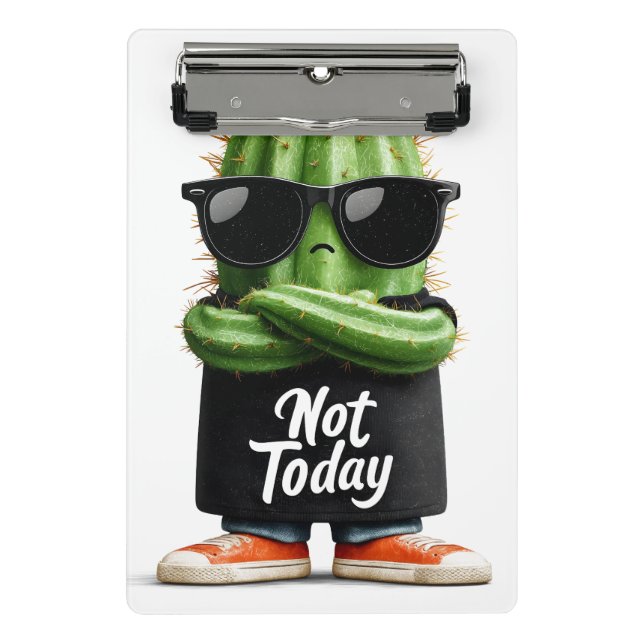 Mini Porte-bloc Cactus "Pas aujourd'hui" avec lunettes de soleil e (Devant)