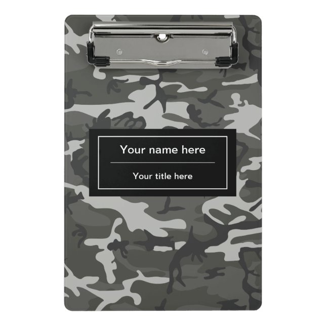 Mini Porte-bloc Camo gris, Camouflage, Militaire, Armée (Devant)