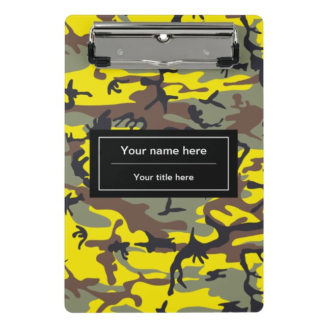 Mini Porte-bloc Camo jaune et marron, Camouflage, Militaire, Armée (Devant)