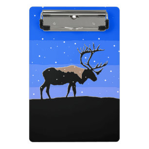 Mini Porte-bloc Caribou en hiver - Art original de la faune