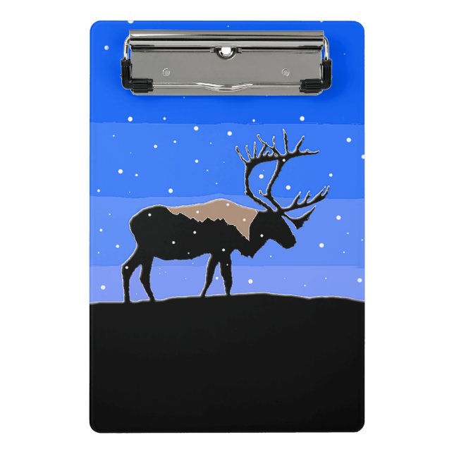 Mini Porte-bloc Caribou en hiver - Art original de la faune (Devant)