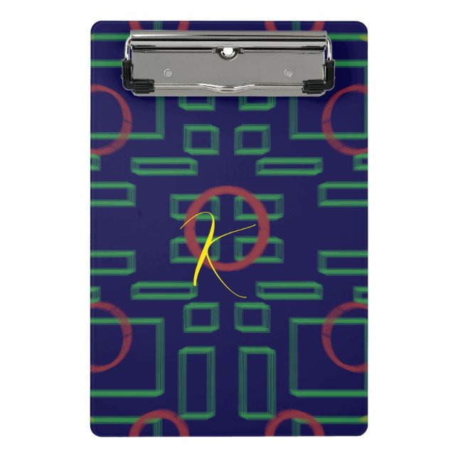 Mini Porte-bloc Carré bleu géométrique (Devant)