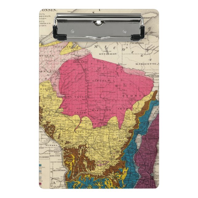Mini Porte-bloc Carte géologique du Wisconsin (Devant)