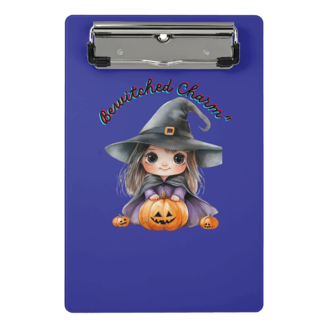 Mini Porte-bloc Charming Witch Girl Halloween Décor avec Citrouill (Devant)