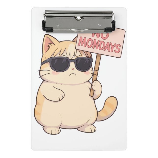 Mini Porte-bloc Chat Cool Pas Le Lundi Mémé Esthétique (Devant)