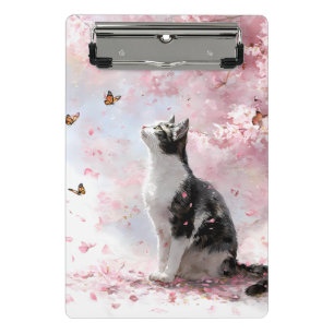Mini Porte-bloc Chat Fleur de Cerisier et Papillons (1)