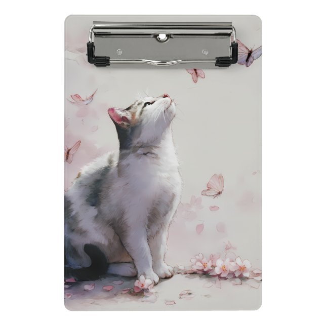 Mini Porte-bloc Chat Fleur de Cerisier et Papillons (13) (Devant)