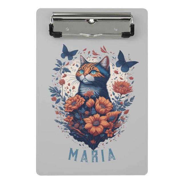 Mini Porte-bloc Chat floral Nice Kitten personnalisé (Devant)