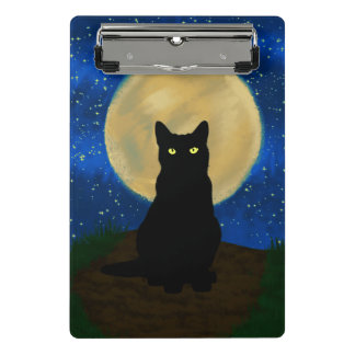 Mini Porte-bloc Chat noir de Halloween sous la lumière de la lune