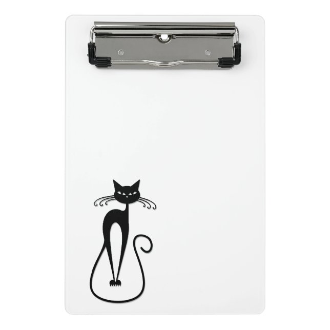 Mini Porte-bloc Chat noir maigre fantaisiste (Devant)