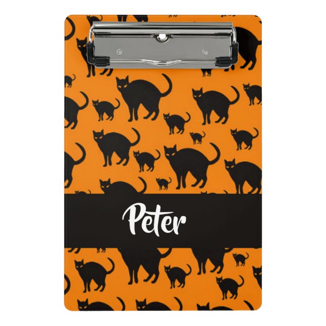 Mini Porte-bloc Chats noirs en orange (Devant)