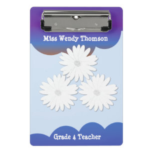 Mini Porte-bloc Cloud bleu violet avec bandeau à fleurs blanches