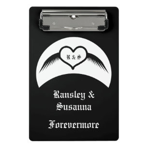 Mini Porte-bloc Coeur ailé gothique Mariage Personnalisé Monogramm