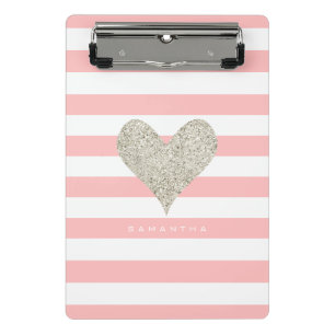 Mini Porte-bloc Coeur Parties scintillant argent