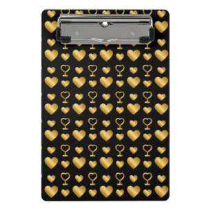 Mini Porte-bloc Cœurs en feuille d'or noir de luxe
