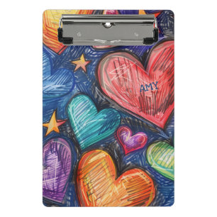 Mini Porte-bloc Coeurs et étoiles dessinés à la main