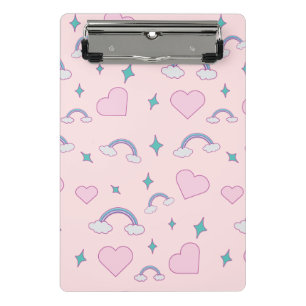 Mini Porte-bloc Cœurs pastel mignons et motif arc-en-ciel Rose K