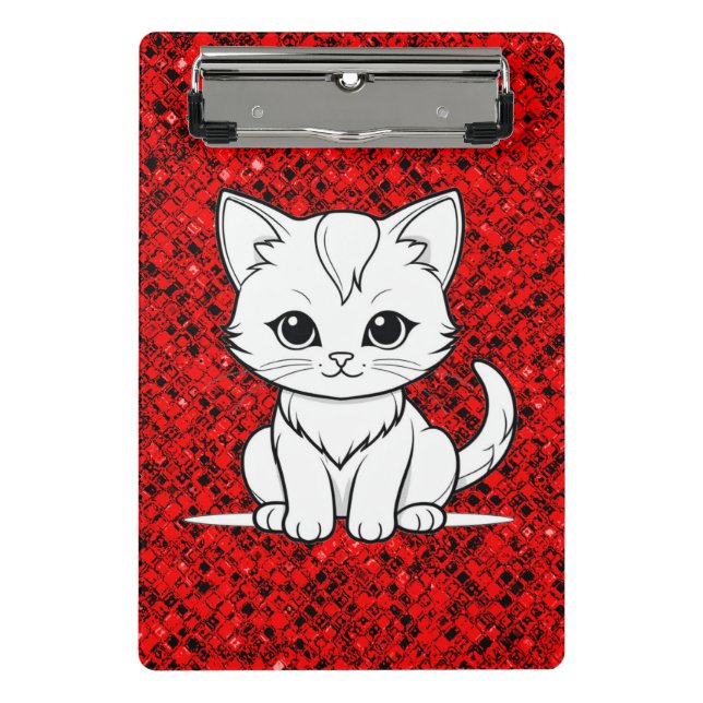 Mini Porte-bloc Conception de dessin au trait de chat stylisé-5231 (Devant)