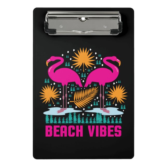 Mini Porte-bloc Conception de flamants roses de vibes de plage (Devant)