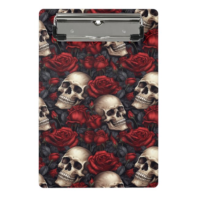 Mini Porte-bloc Conception de la série A Skull and Roses 10 (Devant)