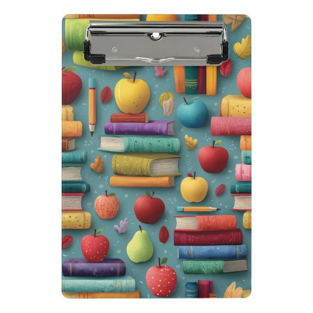 Mini Porte-bloc Conception de retour à l'école avec livres et Appl (Devant)