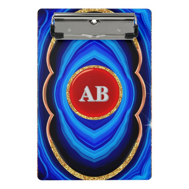 Mini Porte-bloc Conception Géométrique Abstraite avec Bleu Rouge e (Devant)