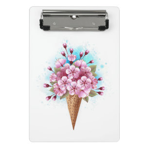 Mini Porte-bloc Cône rose Sakura crème glacée gaufre