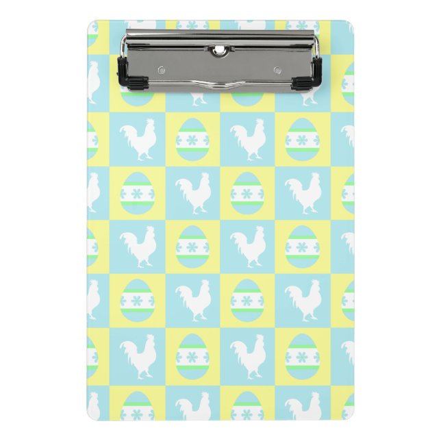Mini Porte-bloc Cool Pâques Checkerboard Motifs Coq oeufs (Devant)