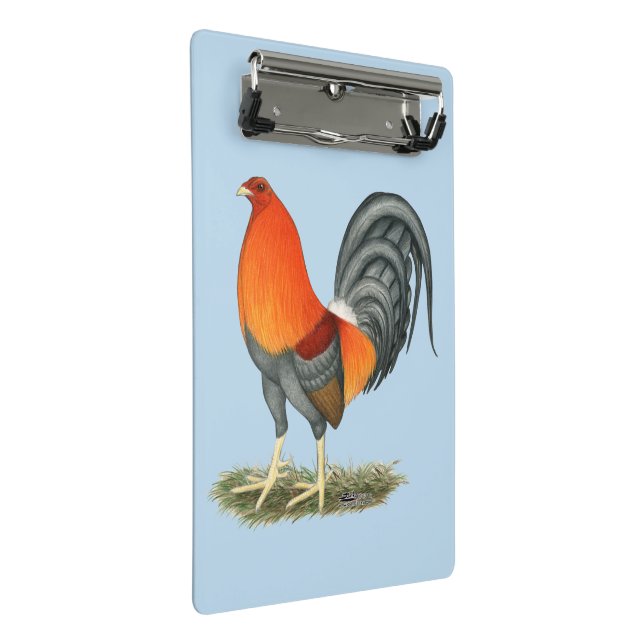 Mini Porte-bloc Coq de combat bleu rouge (Incliné)