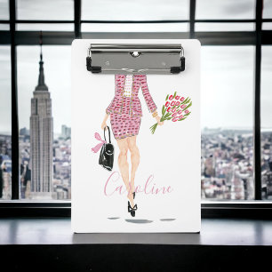 Mini Porte-bloc Costume rose Fleurs de sac noir Femme Chic Mode