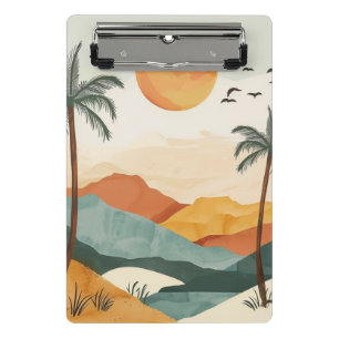 Mini Porte-bloc Coucher de soleil rétro tropical montagne Orange D