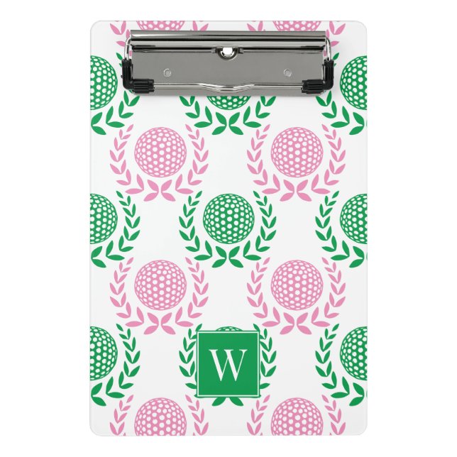 Mini Porte-bloc Couronne de laurier de golf chic - Rose et vert (Devant)