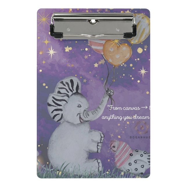Mini Porte-bloc Couverture "Eleze Elephant & Polka Hen" (Devant)