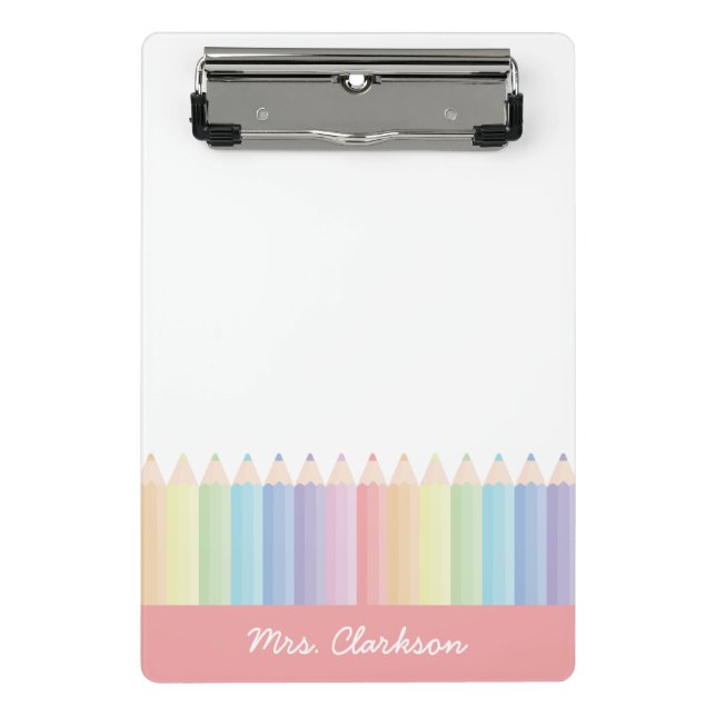 Mini Porte-bloc Crayons Arc-en-Ciel Enseignant Personnalisé (Devant)