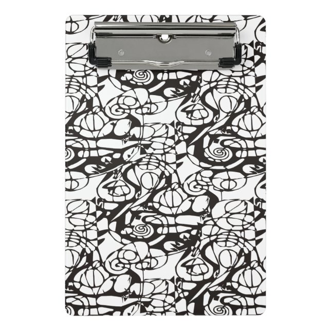 Mini Porte-bloc Crazy Spirals Lines noir II + votre backgr. & idée (Devant)