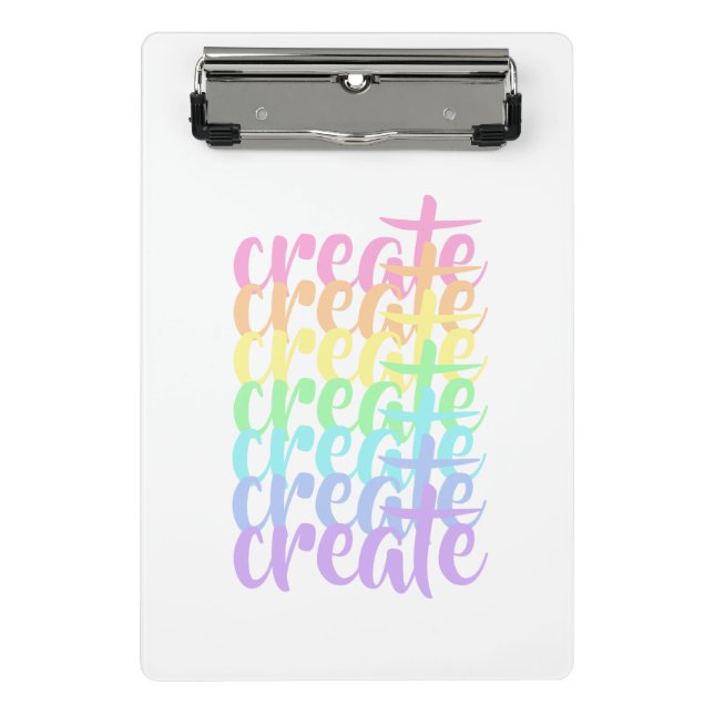 Mini Porte-bloc "Créer" Pastel Rainbow Words (Devant)