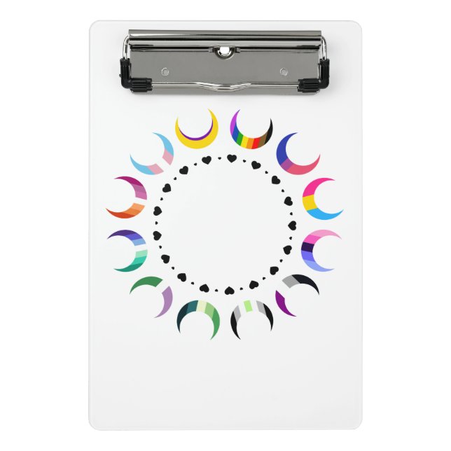 Mini Porte-bloc Crescent Pride Lunes et Coeurs Noirs (Devant)