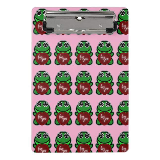 Mini Porte-bloc Custom Love You Kawaii Frog Heart Gift (Devant)