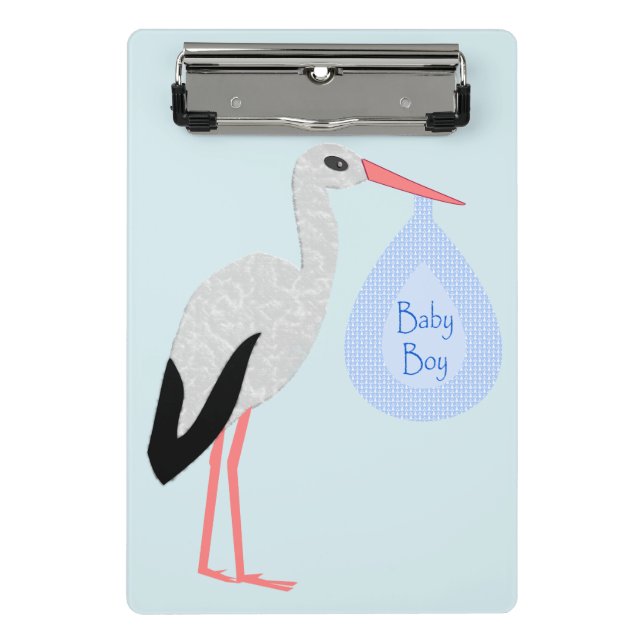 Mini Porte-bloc Cute Blue Baby Boy Stork (Devant)