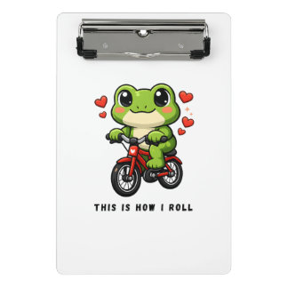 Mini Porte-bloc Cute Cycling Frog | Kawaii Frog Bicycle Art