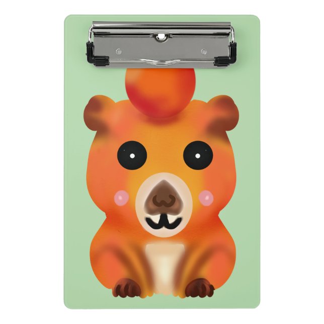 Mini Porte-bloc Cute Fuzzy Capybara with Orange | Kawaii Animal Ar (Devant)