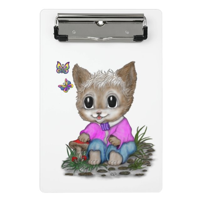 Mini Porte-bloc Cute Kitty Chat et Papillon (Devant)