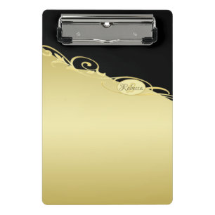 Mini Porte-bloc Décor de luxe sur or & noir, Monogramme