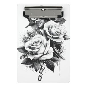 Mini Porte-bloc Design d'art de tatouage noir et blanc à contraste