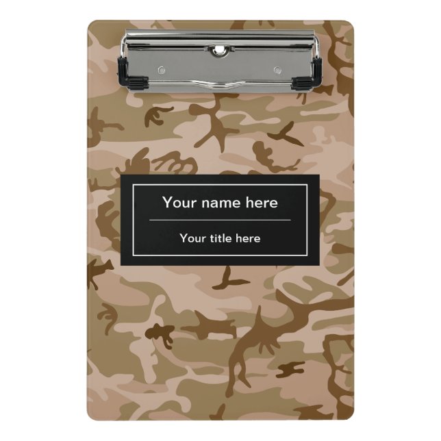 Mini Porte-bloc Dessert Camouflage, Camo Marron, Militaire, Armée (Devant)